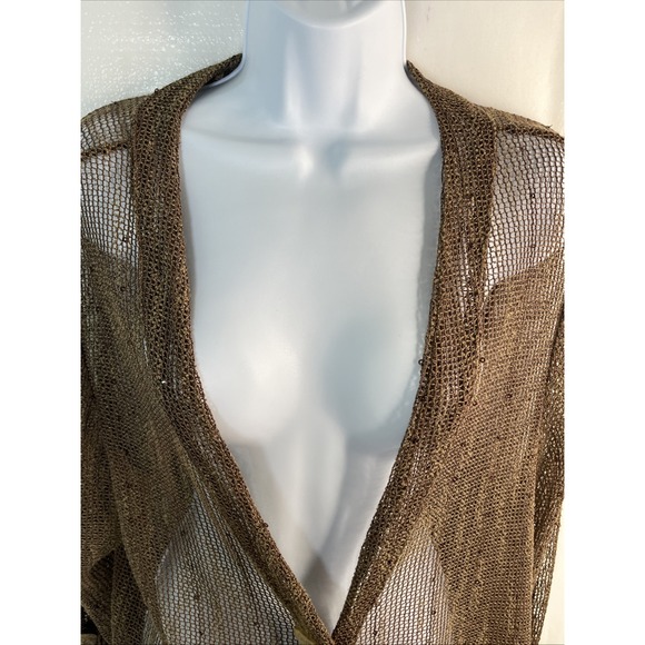 Krazy Kat Lagenlook Brown‎ Netted Bolero Cardigan Beach Oversized M Boho Cottage - Picture 7 of 11